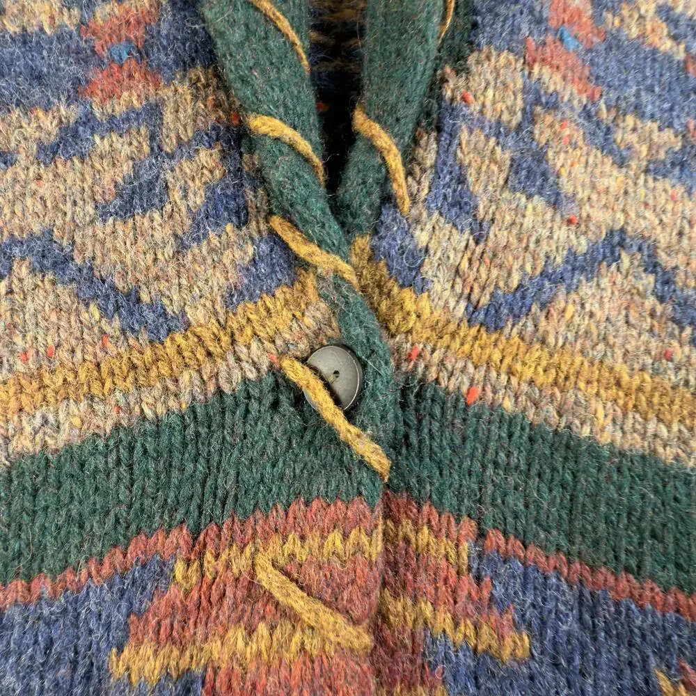 Woolrich Mallard Wool Southwestern Blanket Cardigan Sweater Mens L #H - Picture 7 of 8